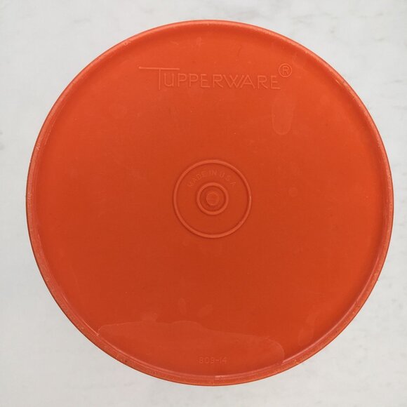Vintage Servalier Tupperware Orange Storage Container 809-14 Sunburst Lid 810-26 - Picture 8 of 15